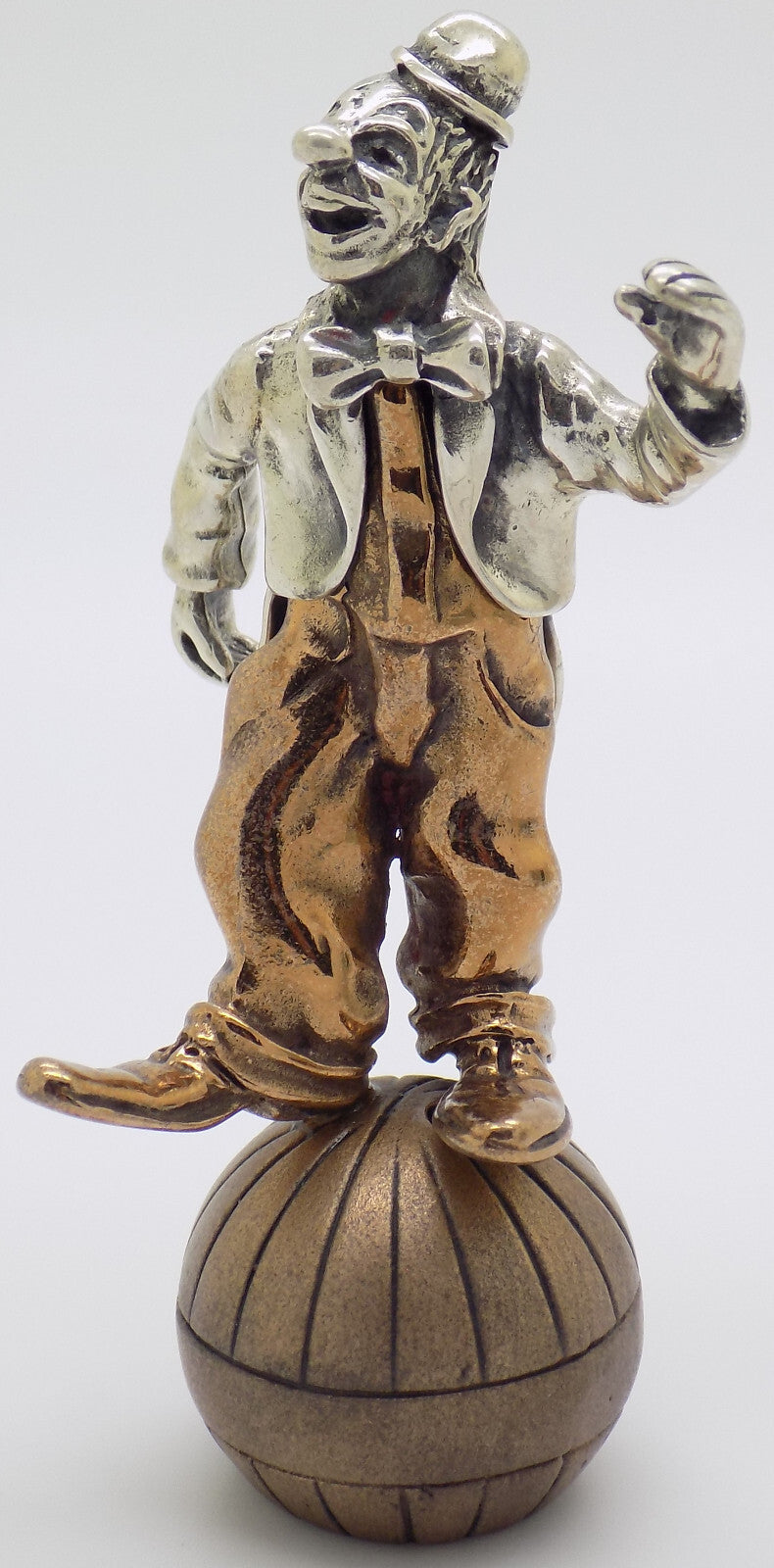 Vintage Italian Handmade Genuine Silver & Brass Balancing Clown Angini Figurine