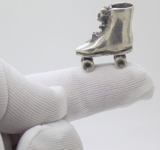 Vintage Italian 800 Silver Roller Skate Dollhouse Miniature Figurine Rare 1970s