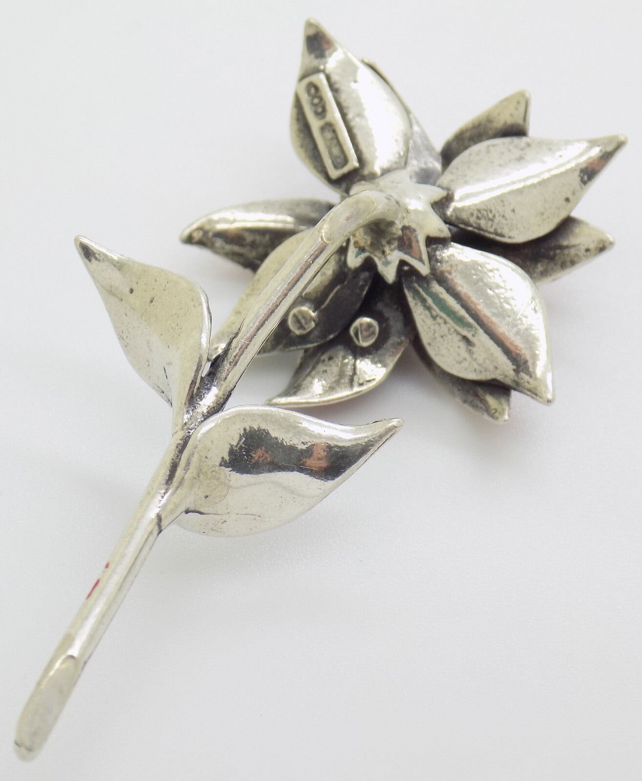1 x Vintage Italian 800 Silver Poinsettia Flower Figurine Christmas Miniature