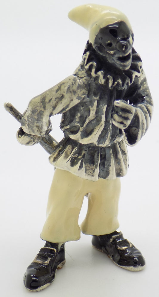 Vintage Italian Genuine Silver 800 Pulcinella Figurine Commedia dell'Arte Angini