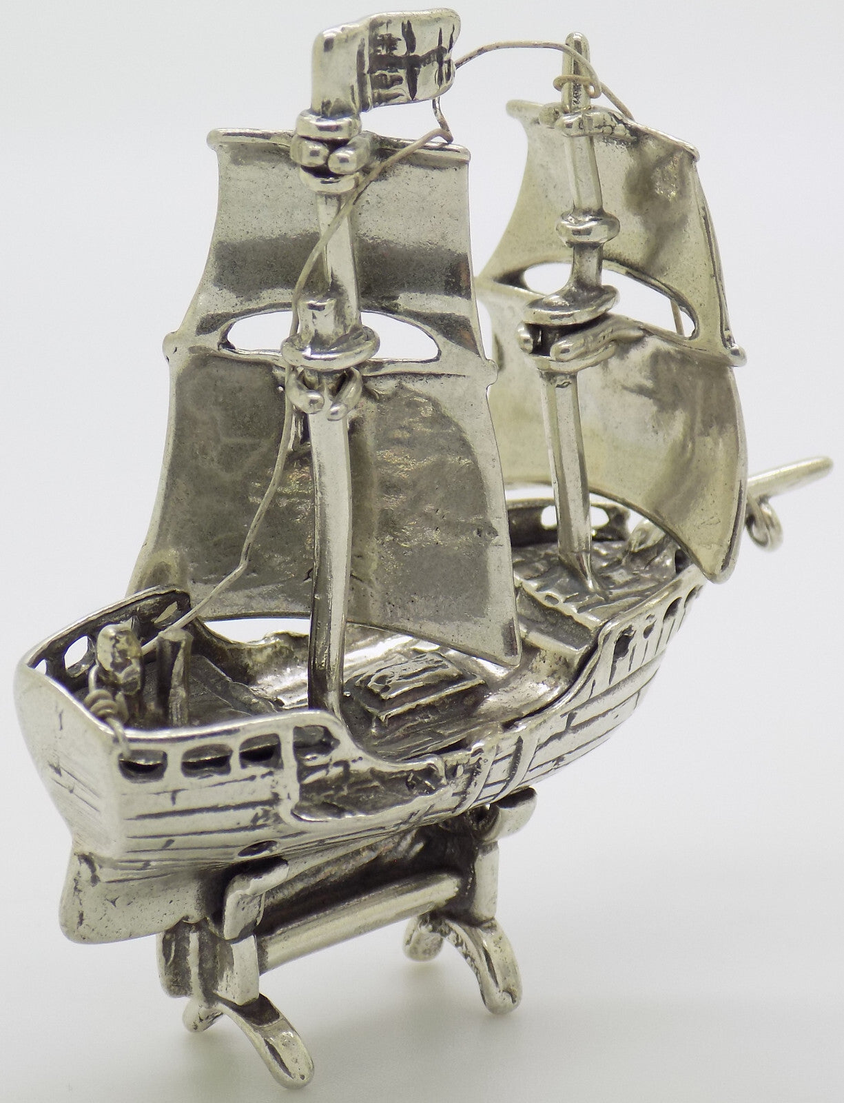 Vintage Italian Handmade Genuine Silver .800 Columbu's Pinta Caravel Figurine