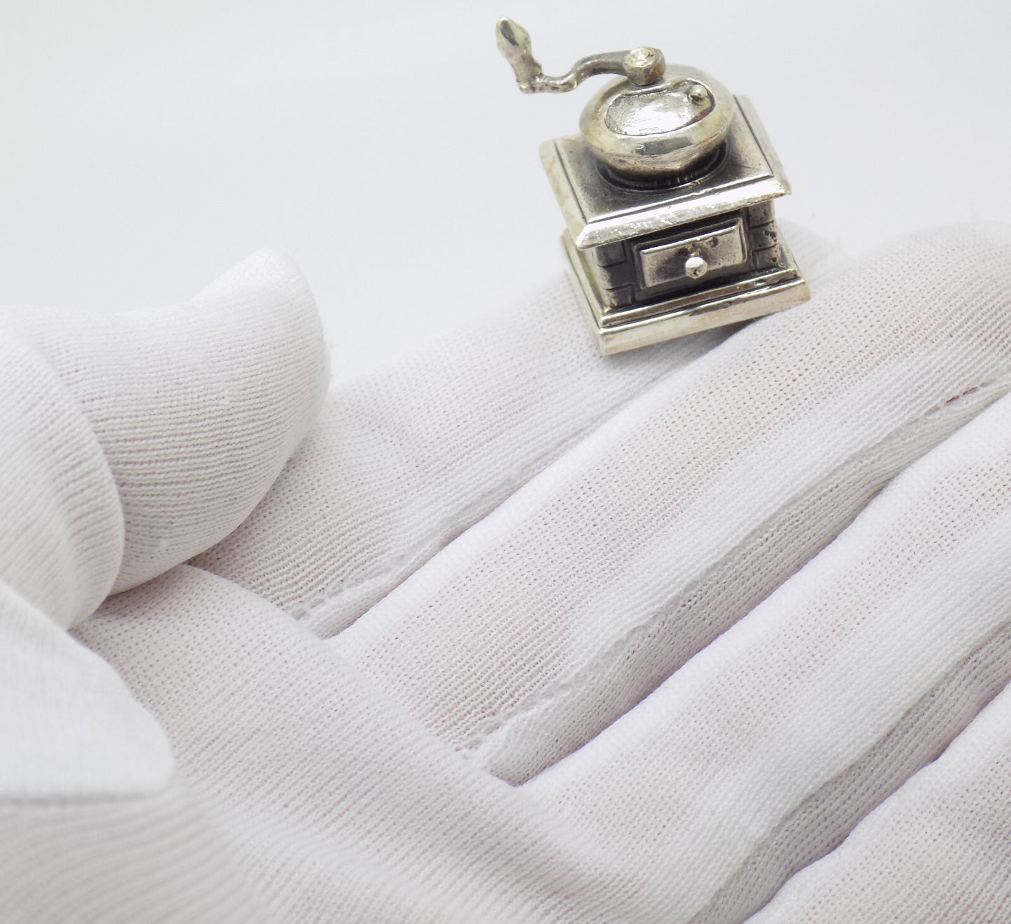 Vintage Italian Handmade Genuine Silver Raspini Grinder Dollhouse Miniature