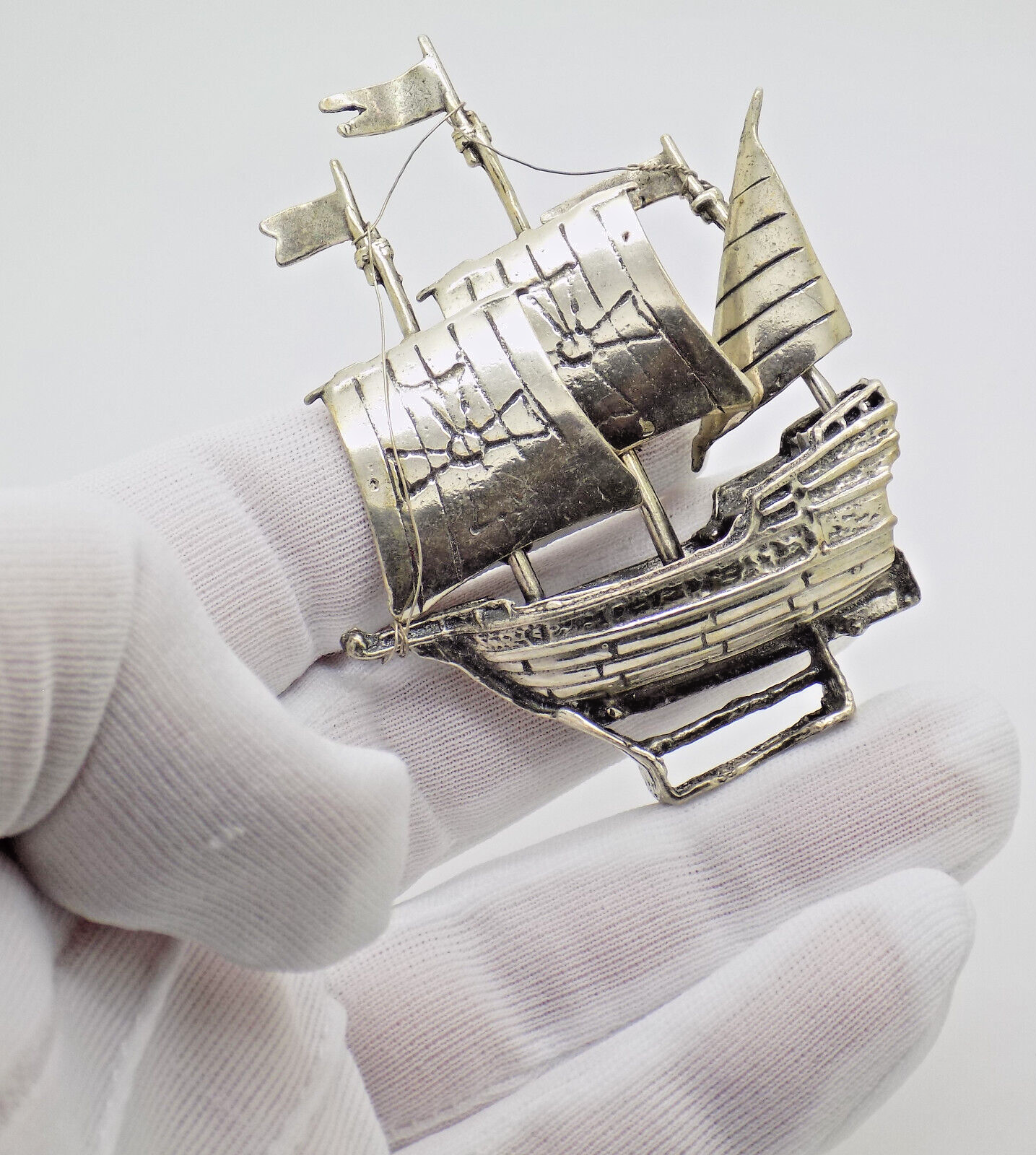 Vintage Italian Handmade Genuine Silver Galleon Ship 800 LARGE Detailed Figurine