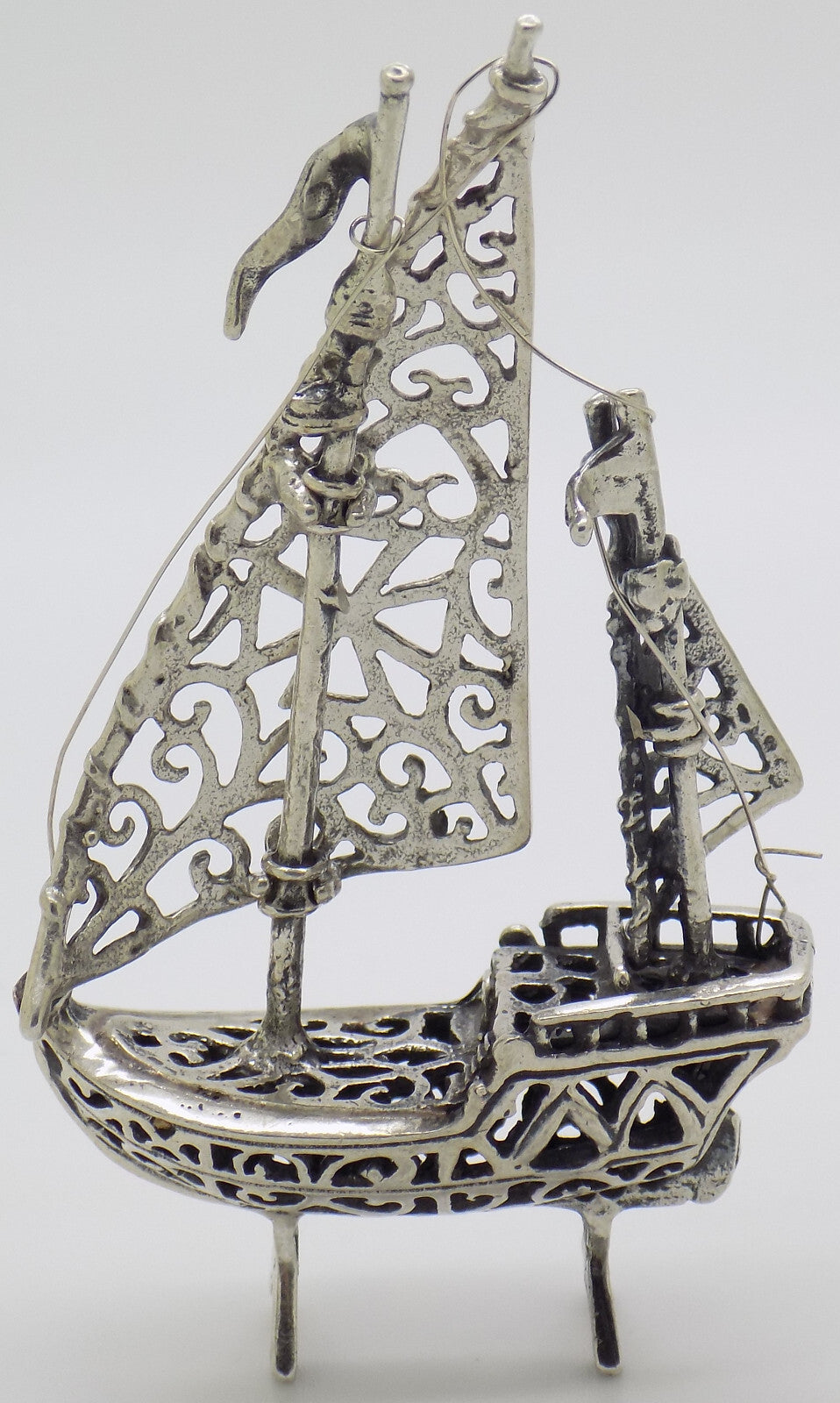 Vintage Italian Handmade Genuine Silver .800 Crusader Ship Malta Cross Figurine