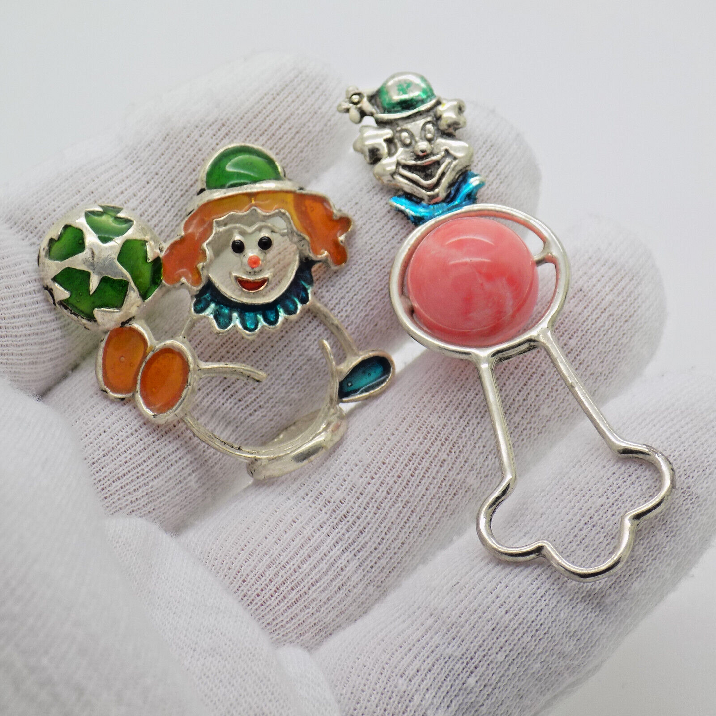 Vintage Italian Handmade Genuine Silver .800 Clown Themed Figurines Miniatures