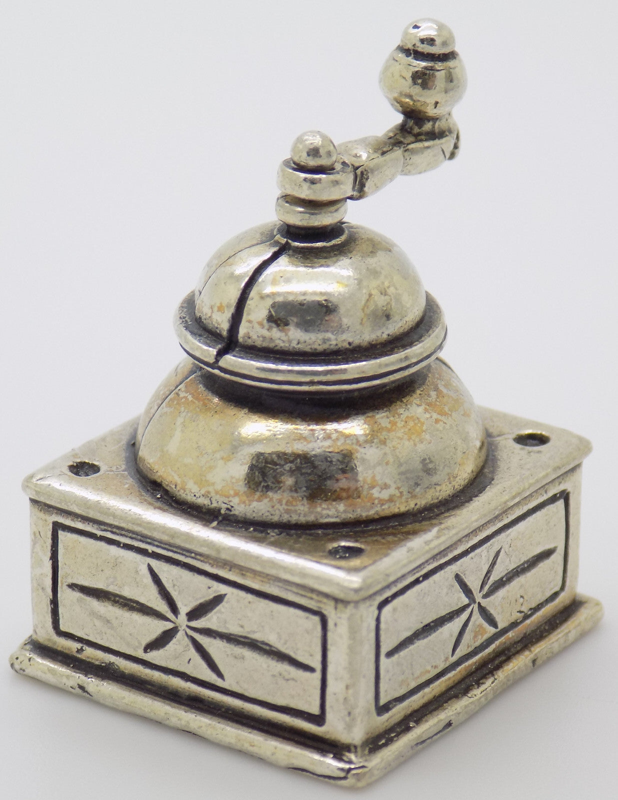 Vintage Italian Handmade Genuine Silver 800/000 Grinder RARE Dollhouse Miniature
