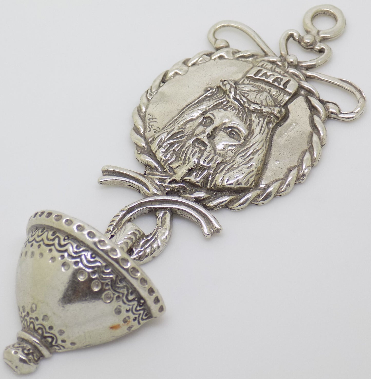 Vintage Italian Handmade Genuine Silver Jesus Christ Mini Holy Water Fountain