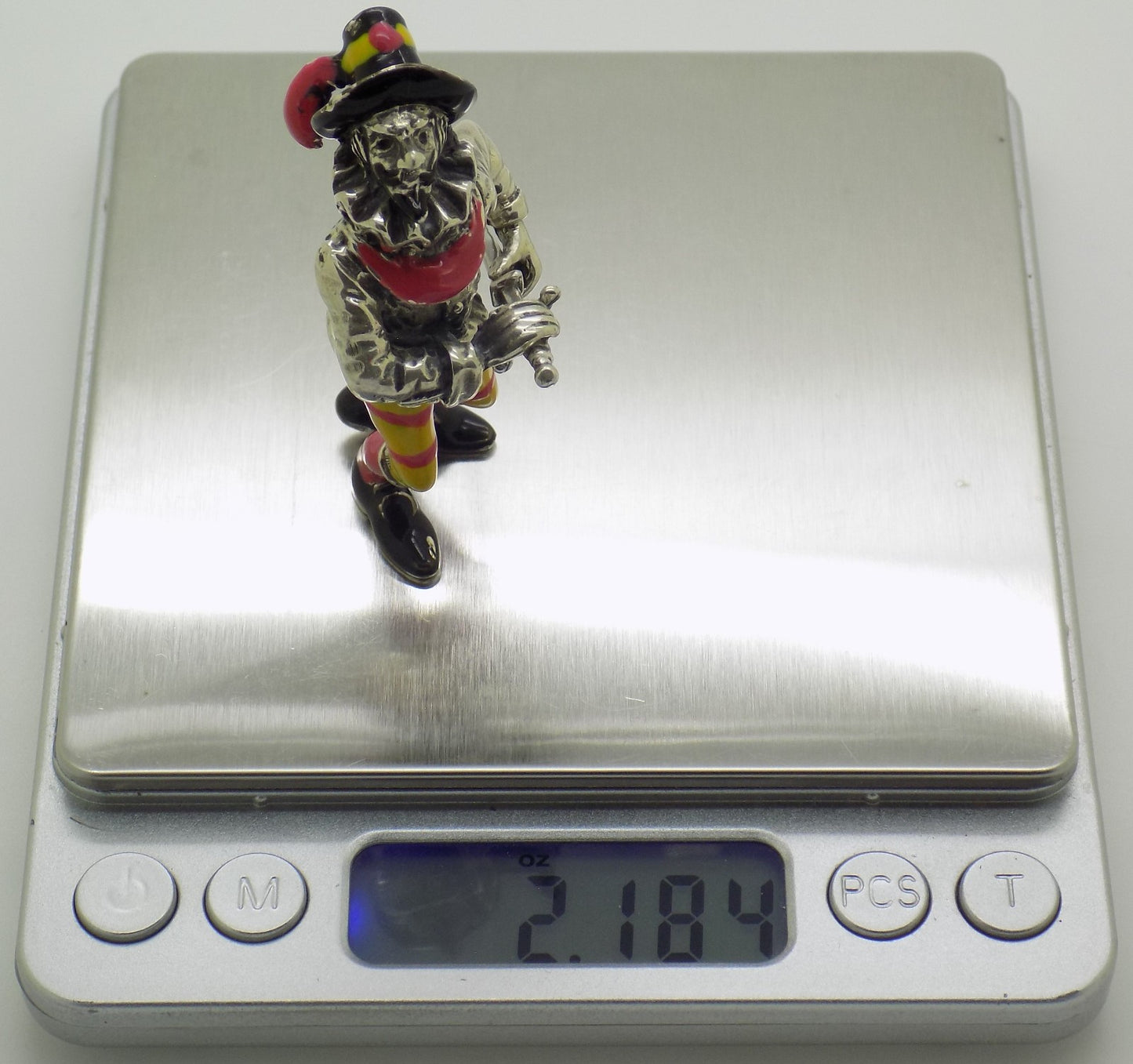 Vintage Italian Silver 800 Angini Enameled Capitan Spaventa Figurine Tuscany