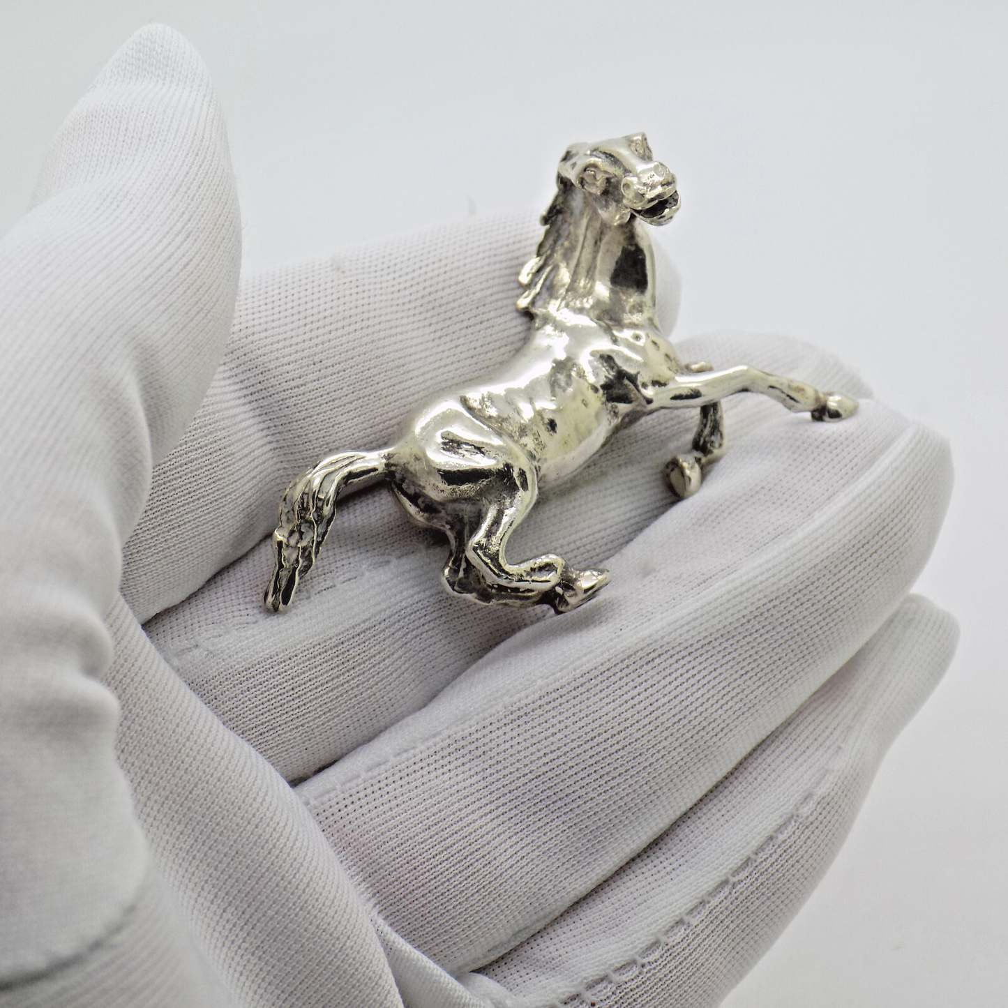 Vintage Italian Handmade Genuine Silver .800 Rearing Rampant Horse Figurine