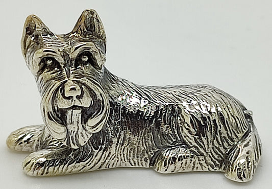 Sterling Silver 925 Victoria Era Style Scottish Terrier Dog Figurine w/t Box