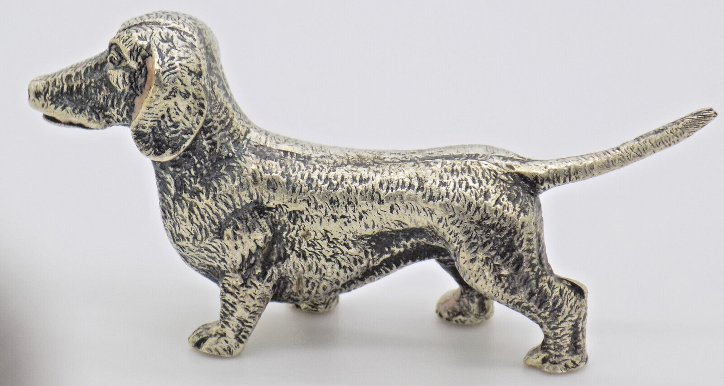 Vintage Italian Handmade Genuine Silver Dachshund Sausage Dog RARE Figurine
