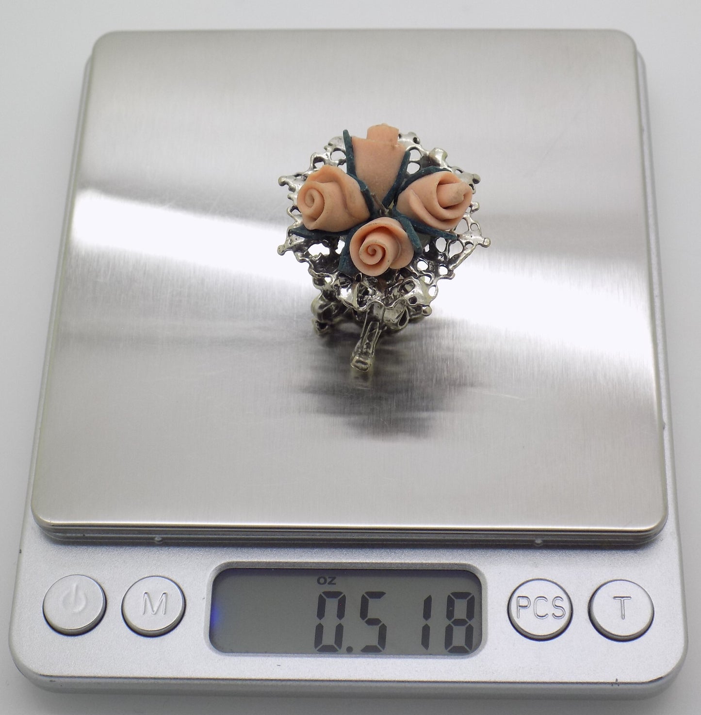 Vintage Italian Handmade Genuine Silver 800 Flower Bouquet Dollhouse Miniature