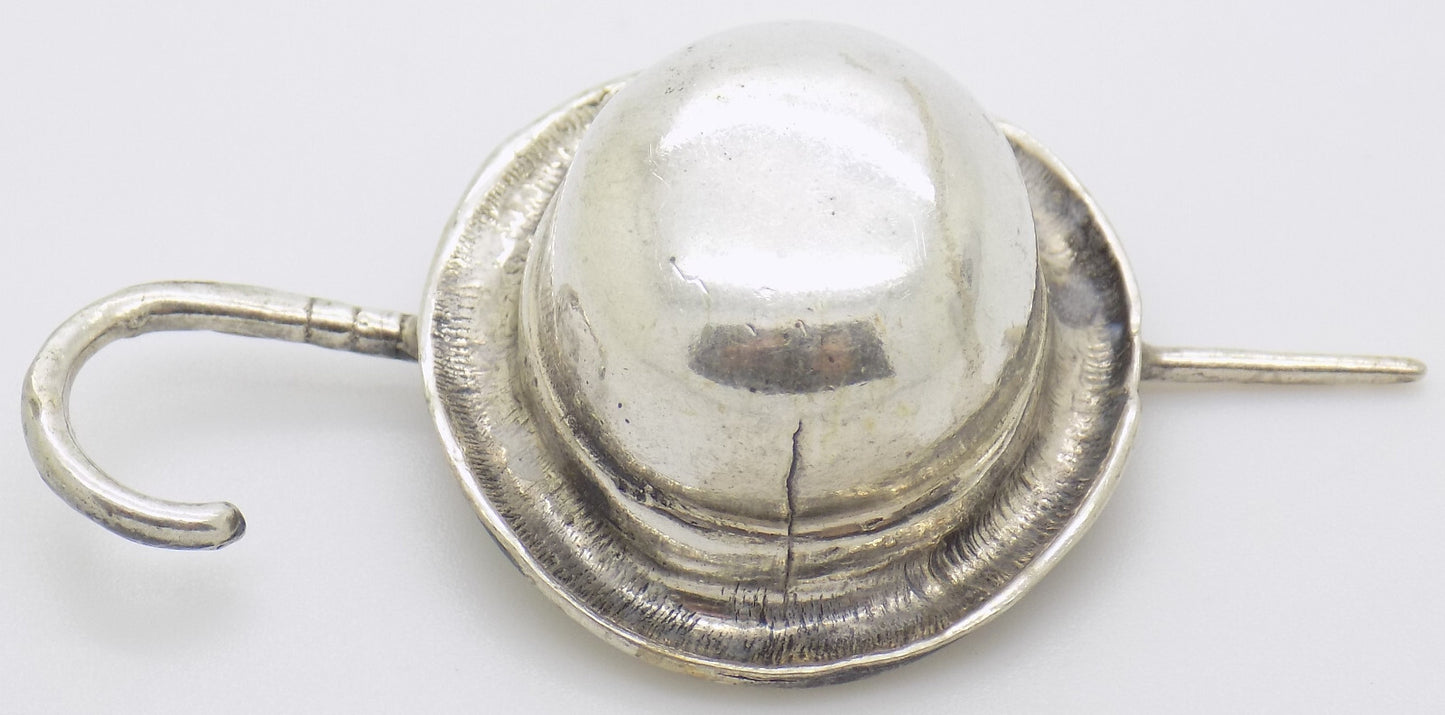 Vintage Italian Handmade Genuine Silver .800 Top Hat & Stick Figurine Miniature
