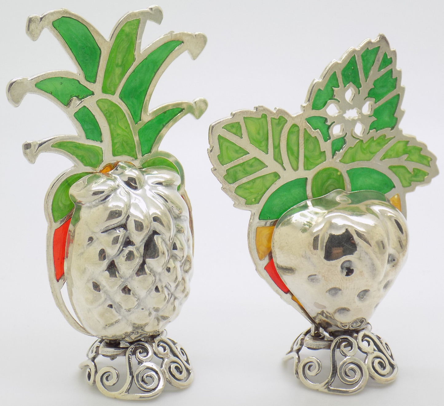 Vintage Italian Handmade Sterling Silver 925 Table Place Fruit Card Holders