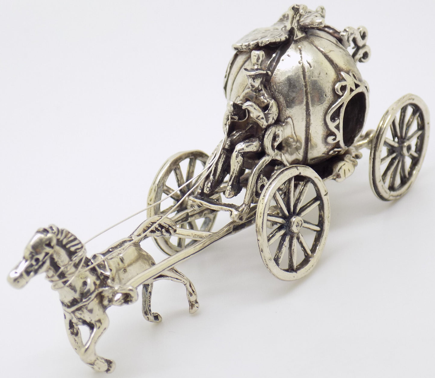 Vintage Italian Handmade Genuine Silver Cinderella Princess Carriage Figurine