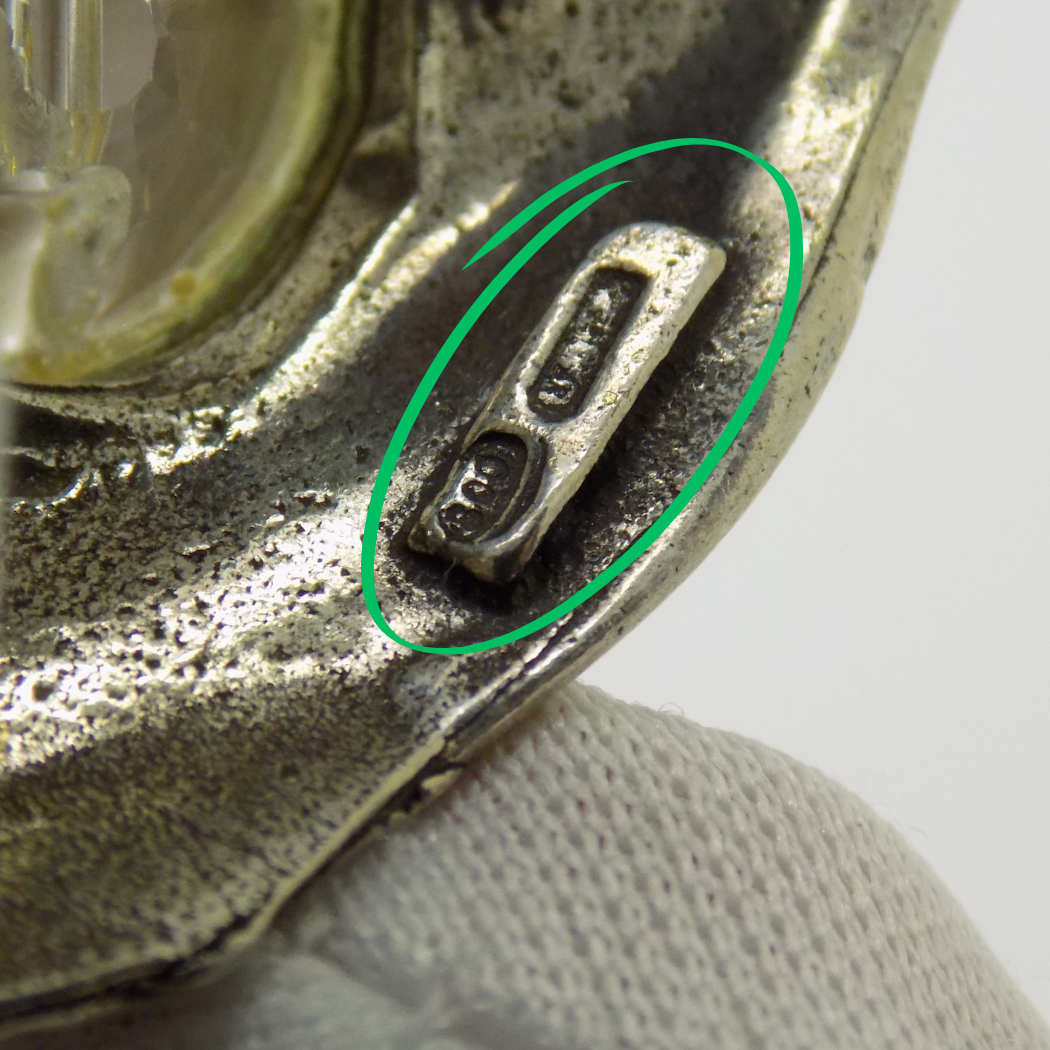 Vintage Italian Handmade Genuine Silver .800 & Crystal LIFE SIZE Snail Figurine