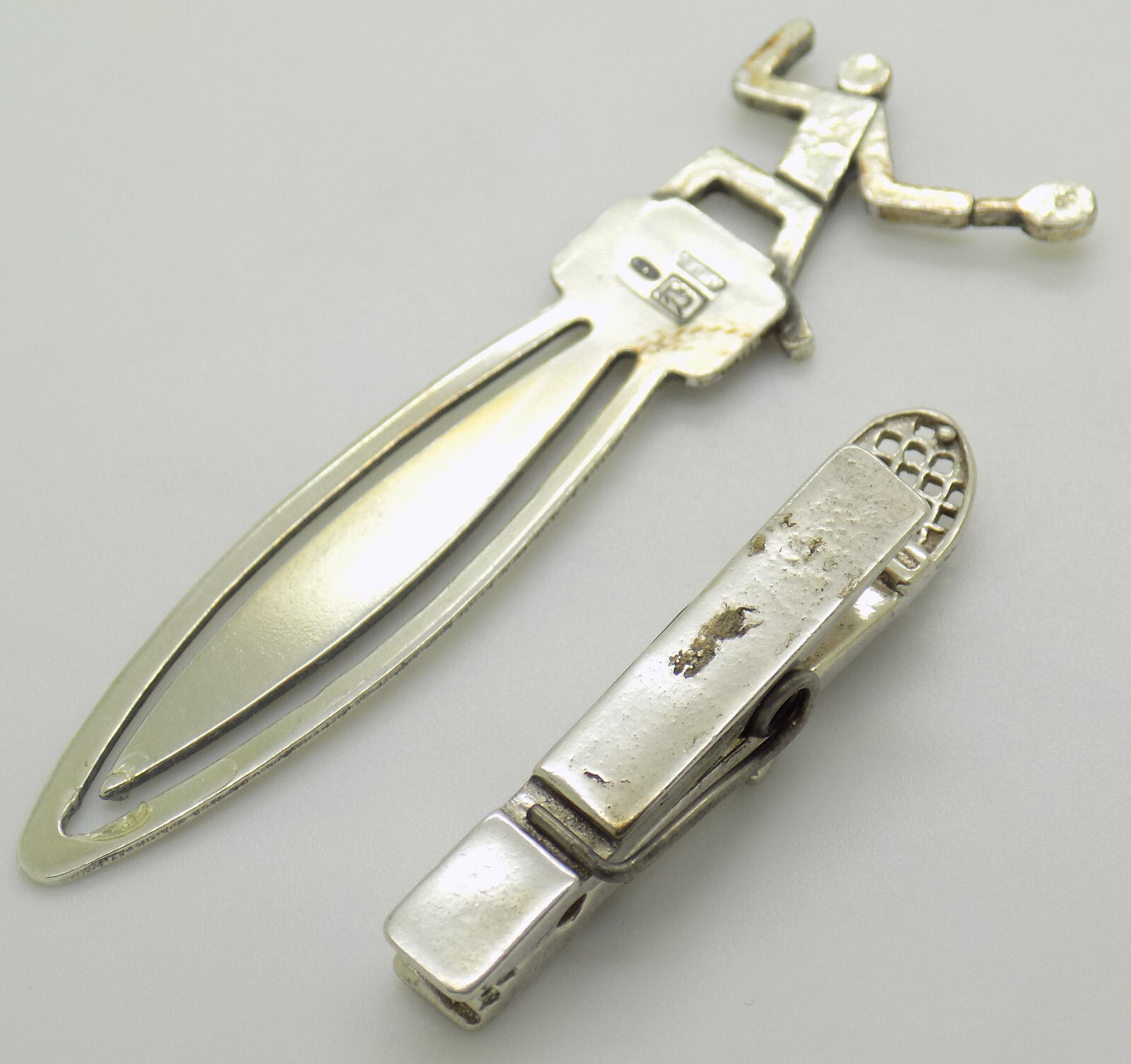 2 x Vintage Italian Handmade Genuine Silver .800 RARE Tennis Themed Bookmarks