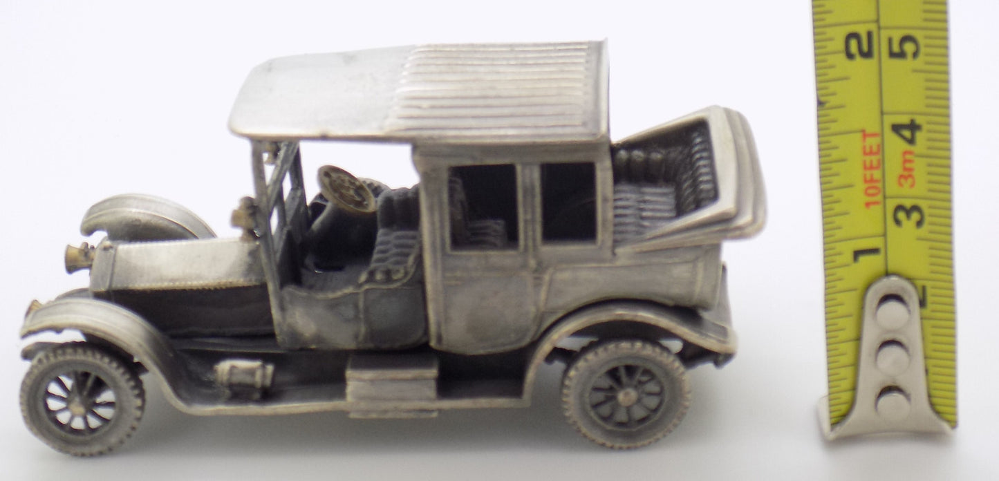 Vintage Italian Silver Rolls-Royce 1912 Car Rare Figurine 1970s 1980s, 144g