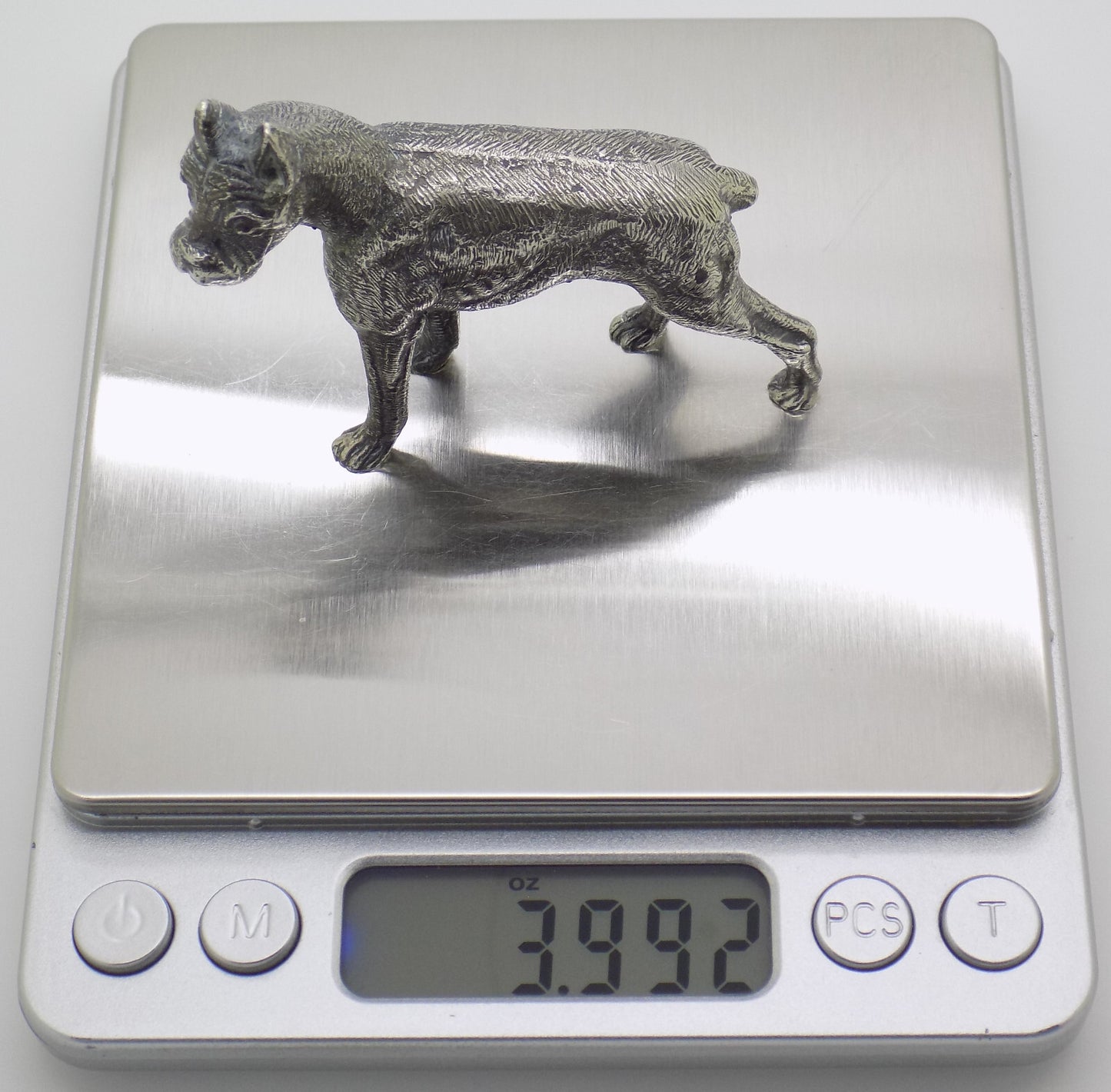 Vintage Italian Handmade Genuine Silver Detailed Bulldog Dog LARGE Figurine