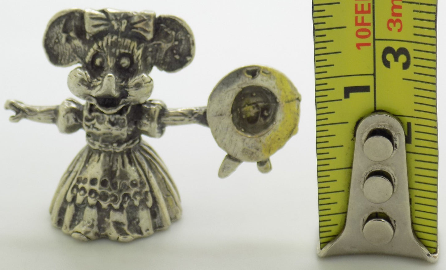 Vintage Italian Handmade Silver 800 RARE Country Cartoon Mouse Figurine Miniatur