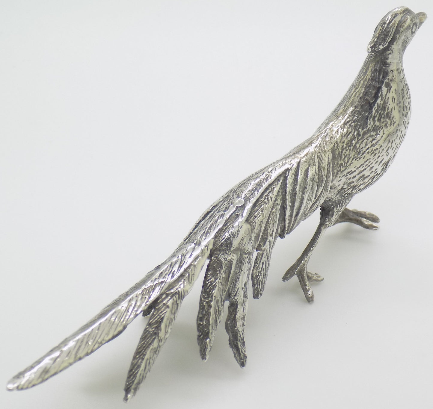 Vintage Italian Genuine Silver 800 Pheasant Figurine Large Detailed Mid Century