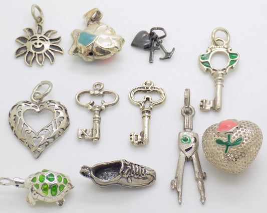 11 x Vintage Italian Handmade Genuine Silver 925/800 Pendant Collection JOB LOT