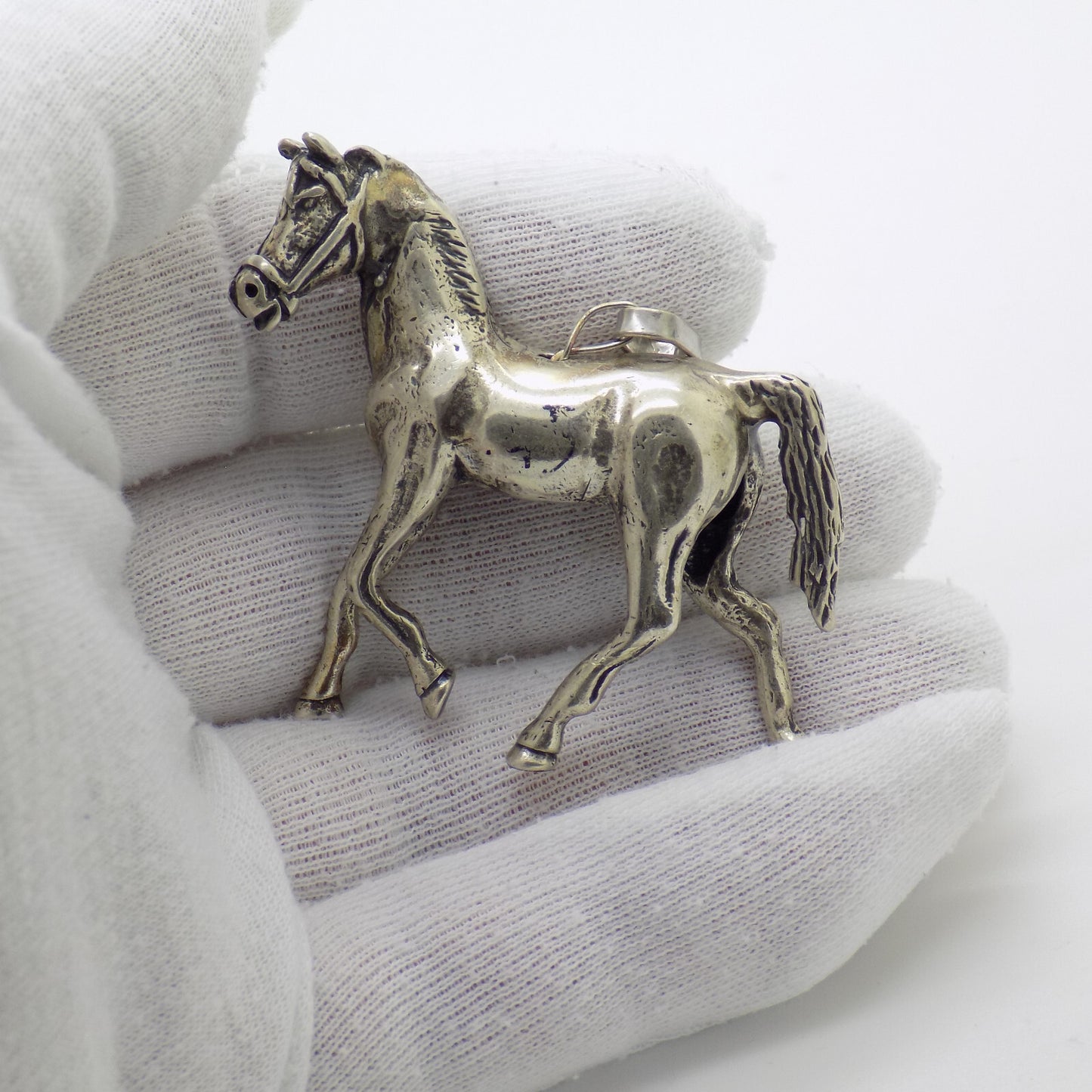 Large Vintage Italian Sterling Silver Horse Pendant Figurine 925 Udine 1970s