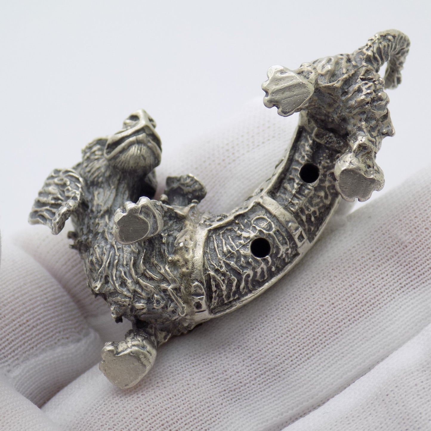 Vintage Italy Handmade 800 Silver Sausage Dachshund Dog LARGE Figurine