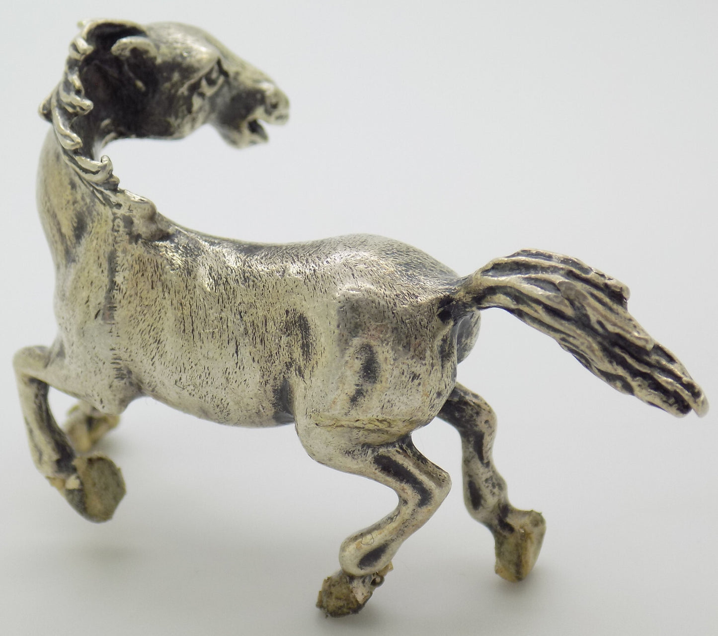 Vintage Italian Silver Galloping Horse Figurine 800 Handmade Arezzo Cerreti 1970