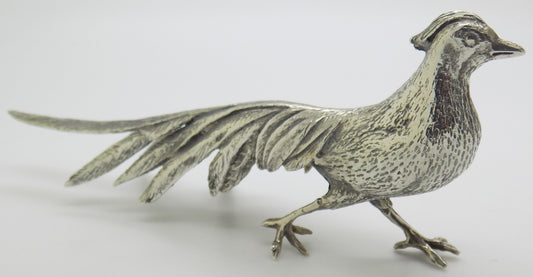 Vintage Italian Handmade Silver 800 Pheasant Large Figurine Animal Sculpture
