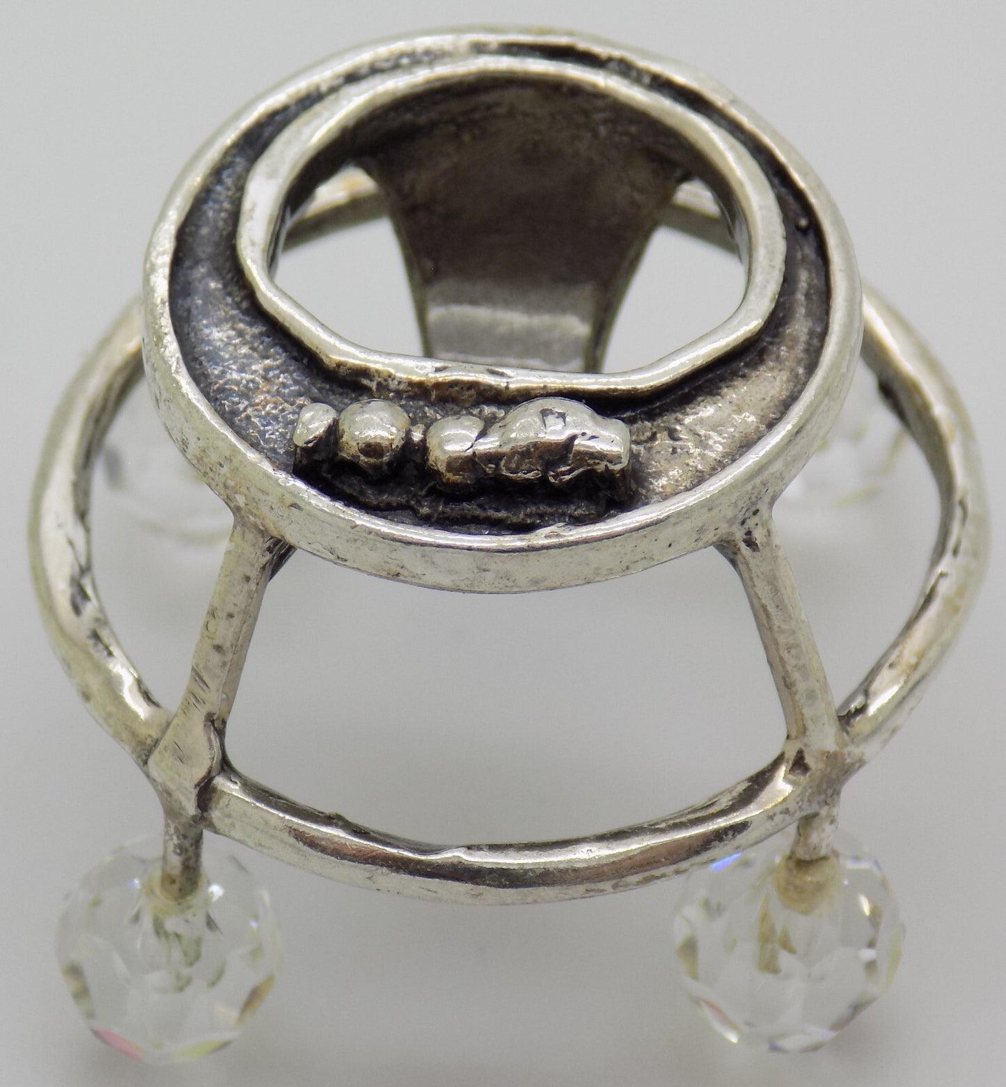 Vintage Italian Silver & Crystals Baby Walker Dollhouse Miniature 1970s 1980 13g