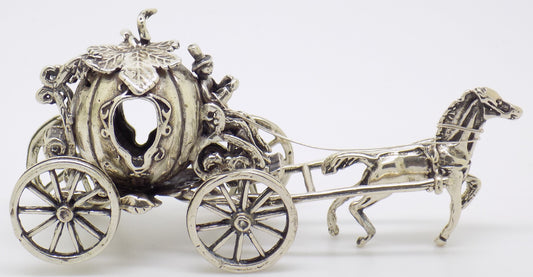 Vintage Italian Handmade Genuine Silver Cinderella Princess Carriage Figurine