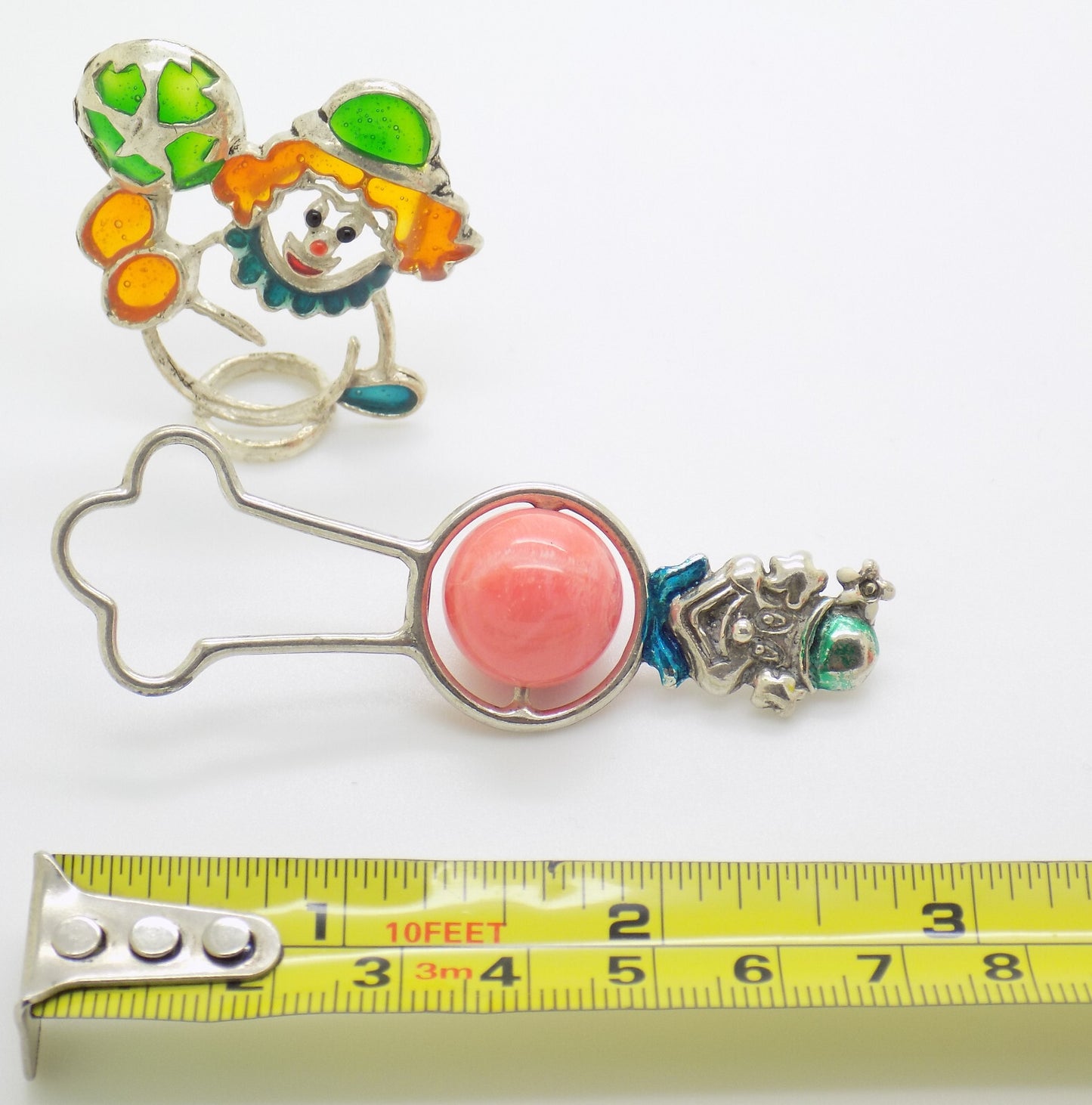 Vintage Italian Handmade Genuine Silver .800 Clown Themed Figurines Miniatures