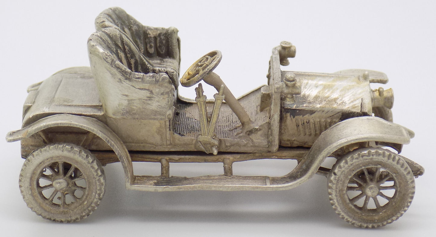 Vintage Italian Silver 800 Opel Coupe 1909 Figurine Handcrafted 1960s 1970s