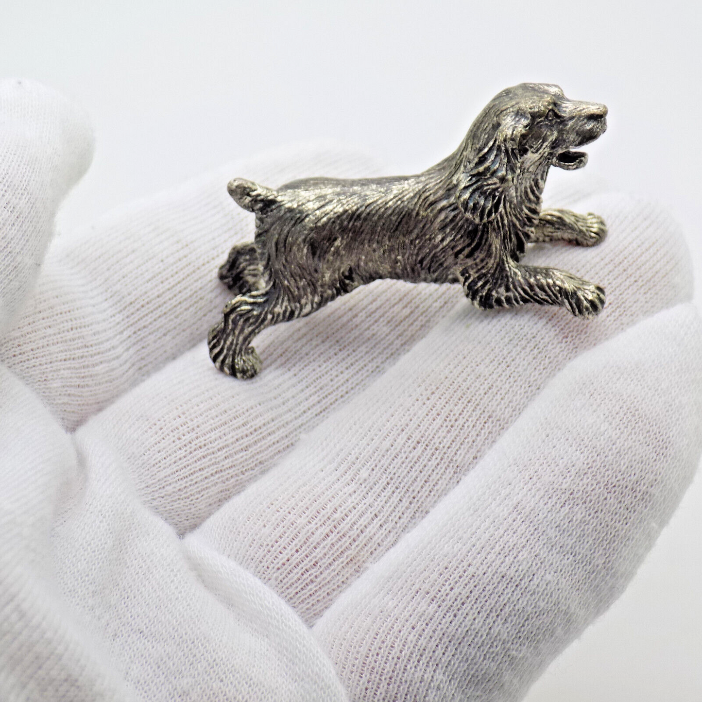 Vintage Italian Handmade Genuine Silver 800 RARE Barking Dog Figurine Miniature