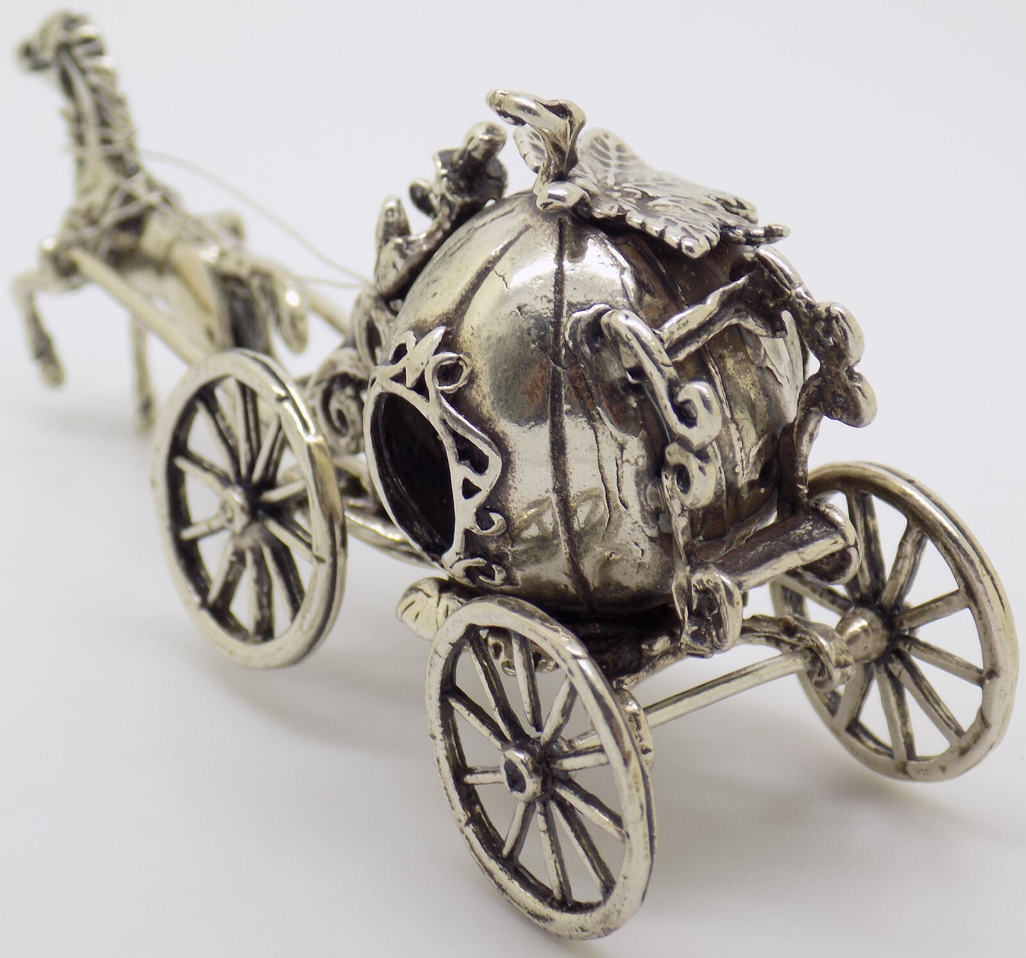 Vintage Italian Handmade Genuine Silver Cinderella Princess Carriage Figurine
