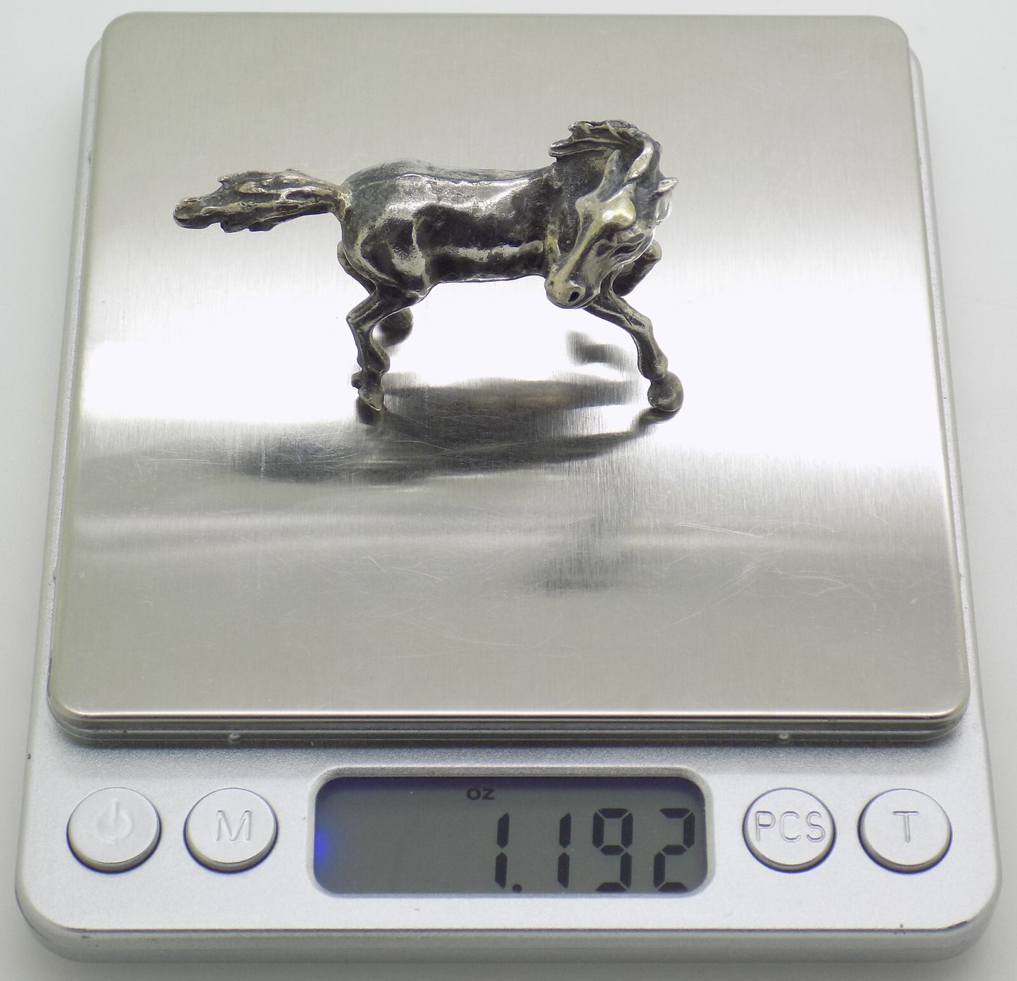Vintage Italian Handmade Genuine Silver Horse in Full Gallop Detailed Figurine