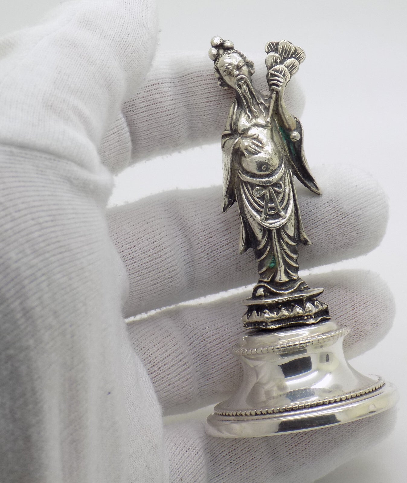 Vintage Italian Handmade Genuine Silver Chinese Sage Immortal Statue Figurine