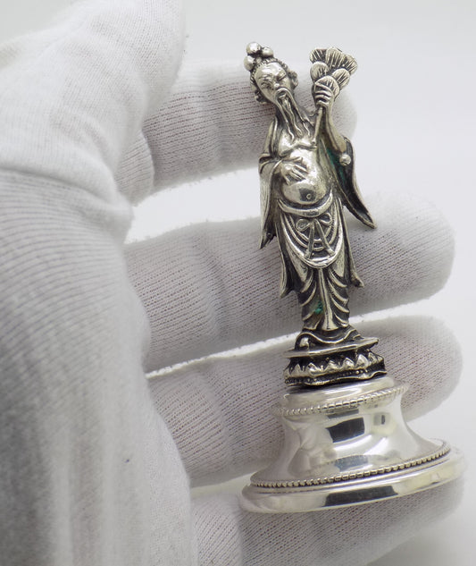 Vintage Italian Handmade Genuine Silver Chinese Sage Immortal Statue Figurine