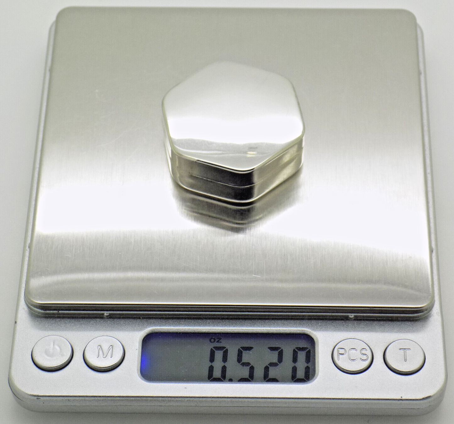 Vintage Italian Handmade Genuine Silver .800 Hexagon Pill Snuff Trinket Box