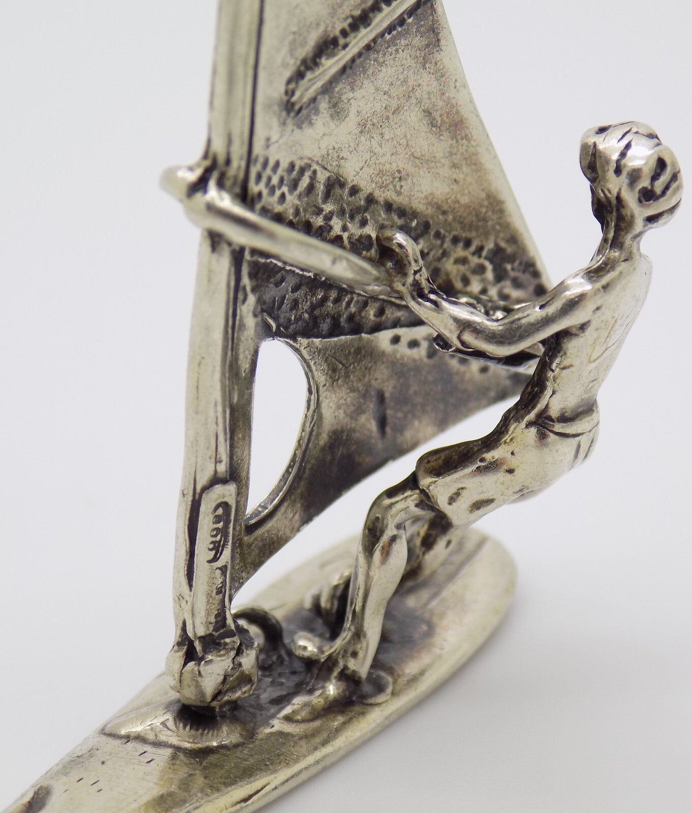 Vintage Italian 800 Silver Windsurfer Miniature Figurine Bari Italy 1980s