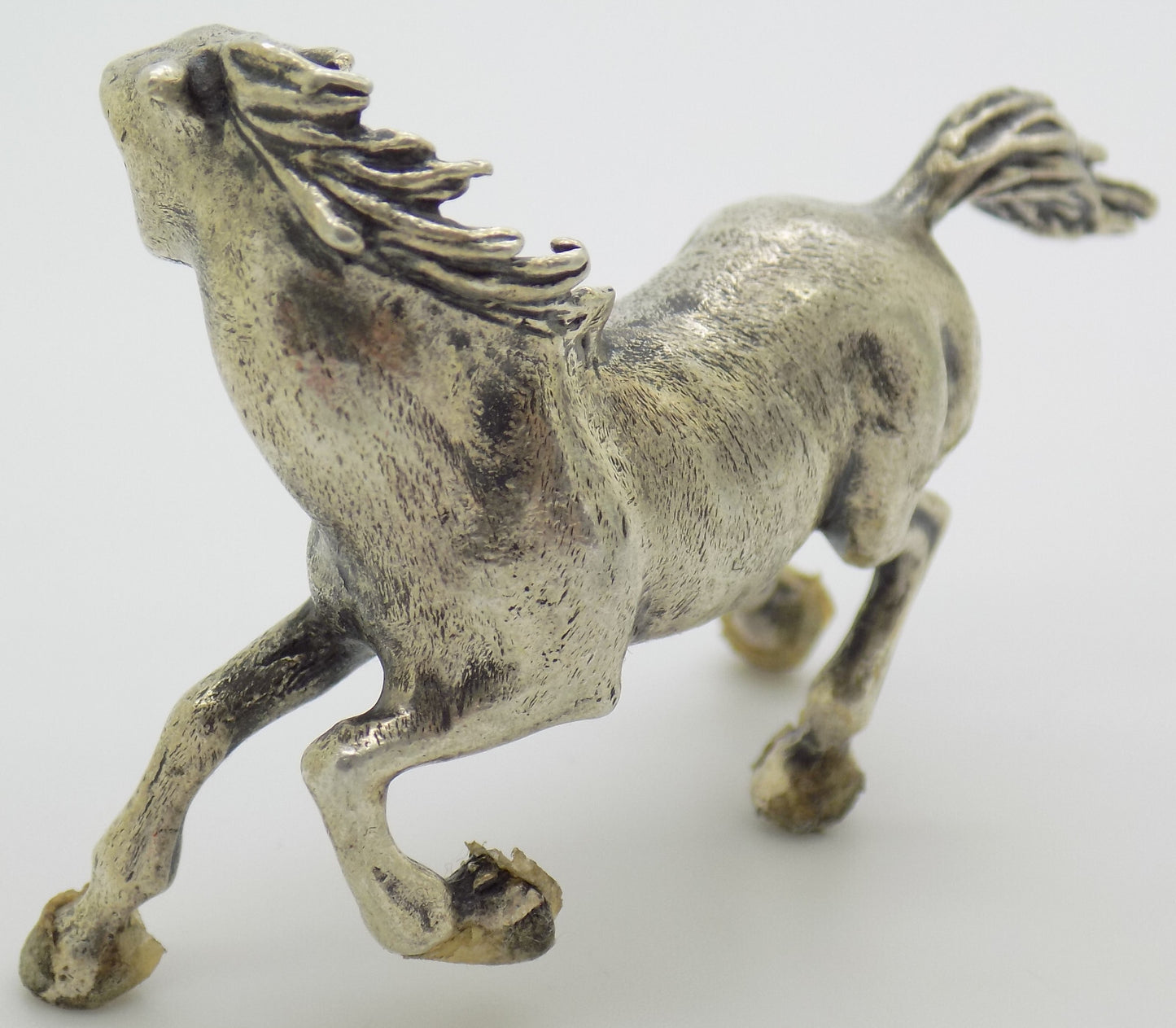 Vintage Italian Silver Galloping Horse Figurine 800 Handmade Arezzo Cerreti 1970