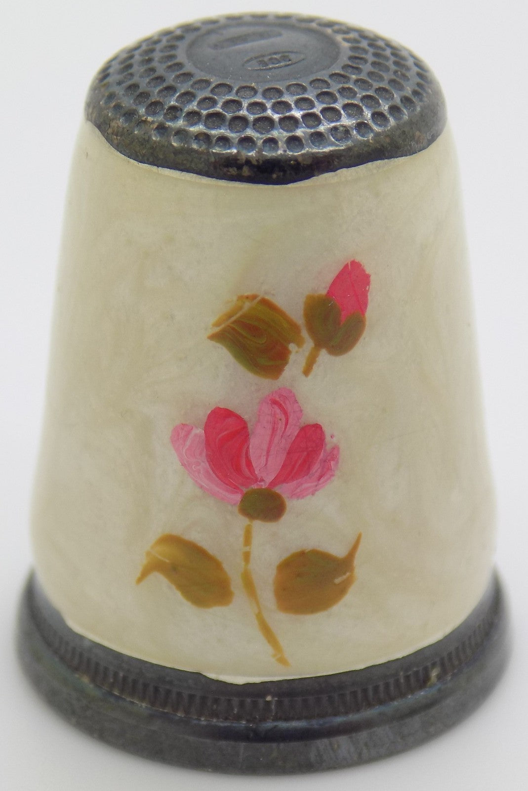 Vintage Italian Handmade Genuine Silver Hand Enameled Thimble Florence Tuscany