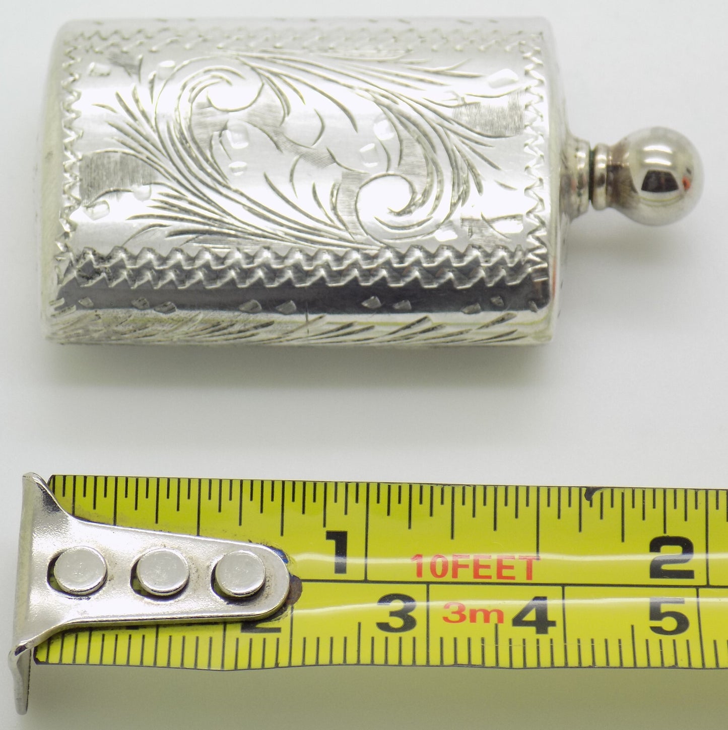 Vintage Italian Handmade Genuine Silver .800 Chiseled Perfume Purse Bottle