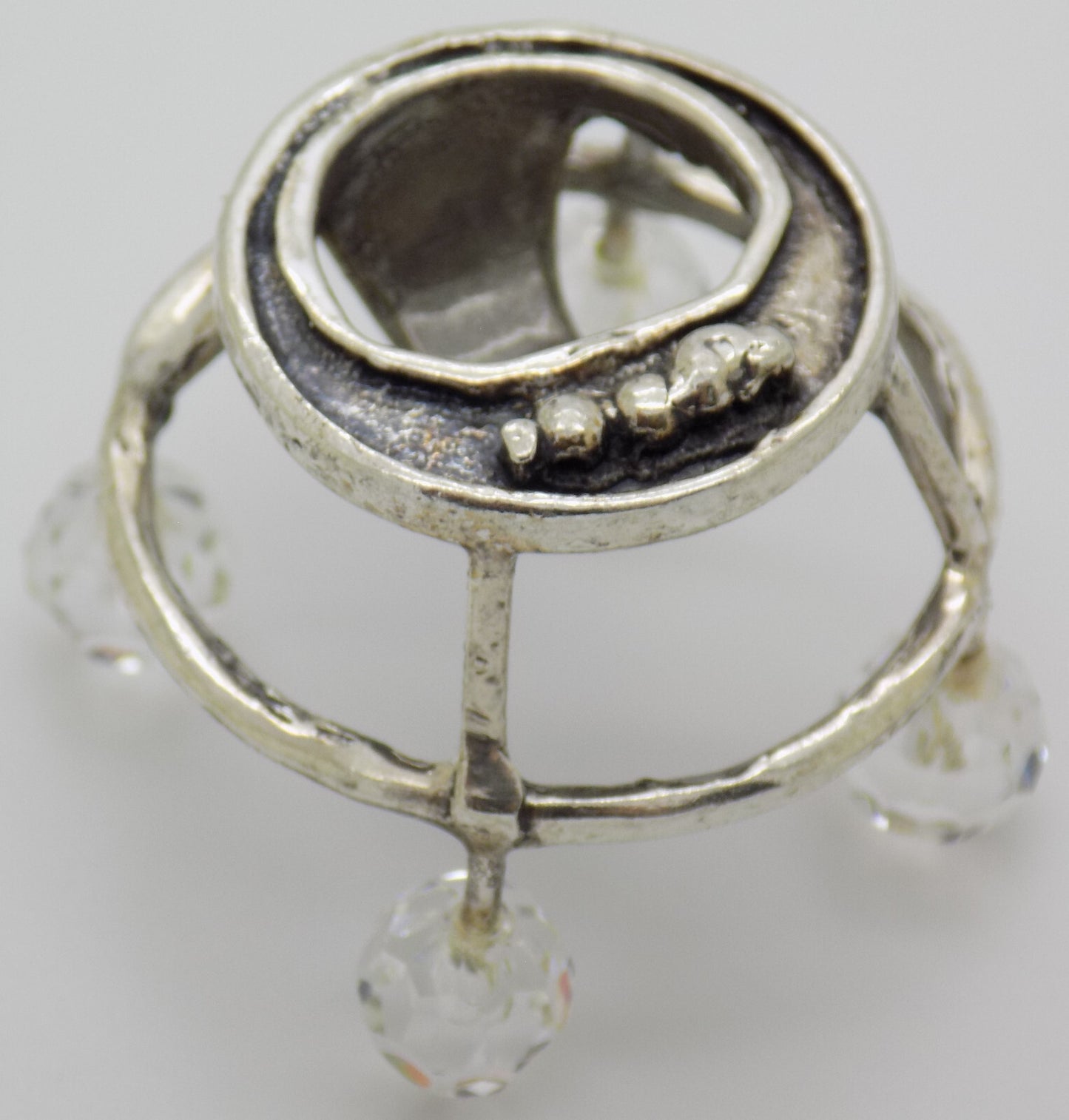 Vintage Italian Silver & Crystals Baby Walker Dollhouse Miniature 1970s 1980 13g