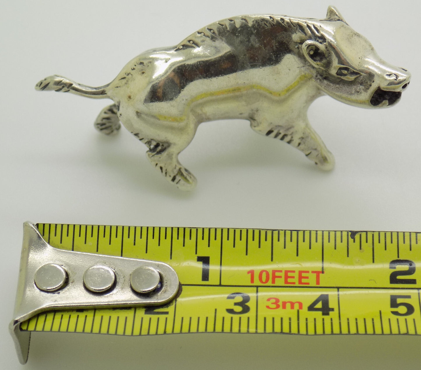 Vintage Italian Silver Boar Figurine Handmade 1970s Miniature Animal Art