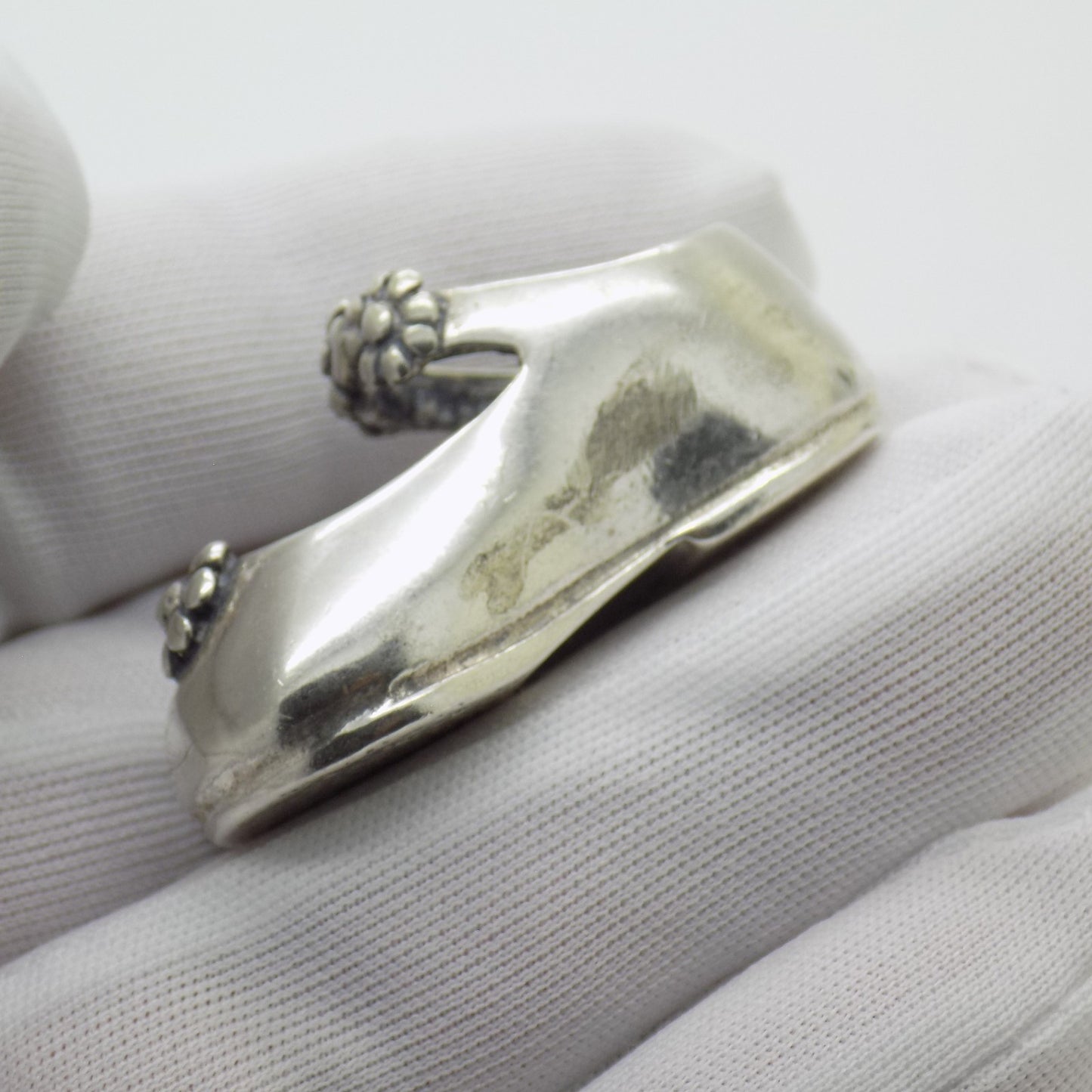 Vintage Italian Sterling Silver 925 Child Shoe with Flowers Miniature 1980s