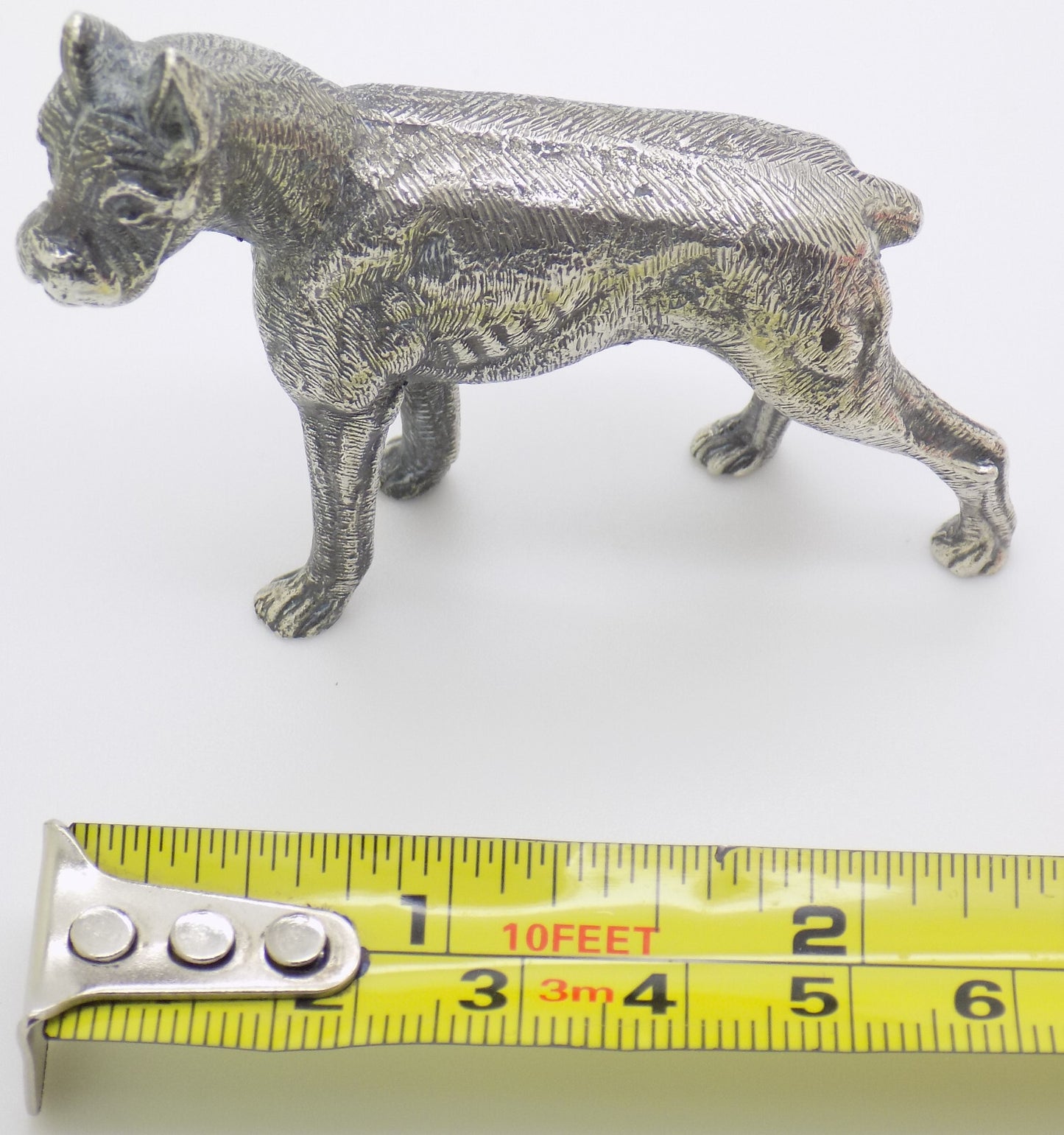 Vintage Italian Handmade Genuine Silver Detailed Bulldog Dog LARGE Figurine