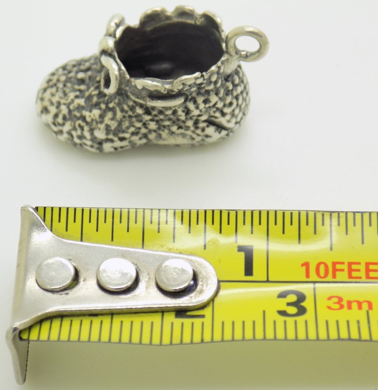 Vintage Italian Sterling Silver Newborn Shoe Miniature Pendant Handmade 925 Gift