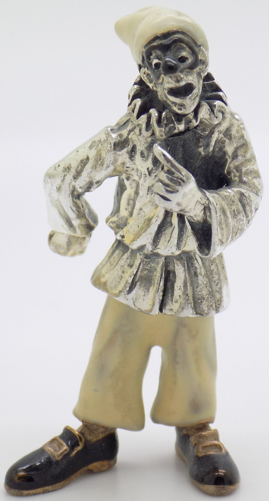 Vintage Italian Handmade Genuine Silver & Brass RARE Pulcinella ANGINI Figurine